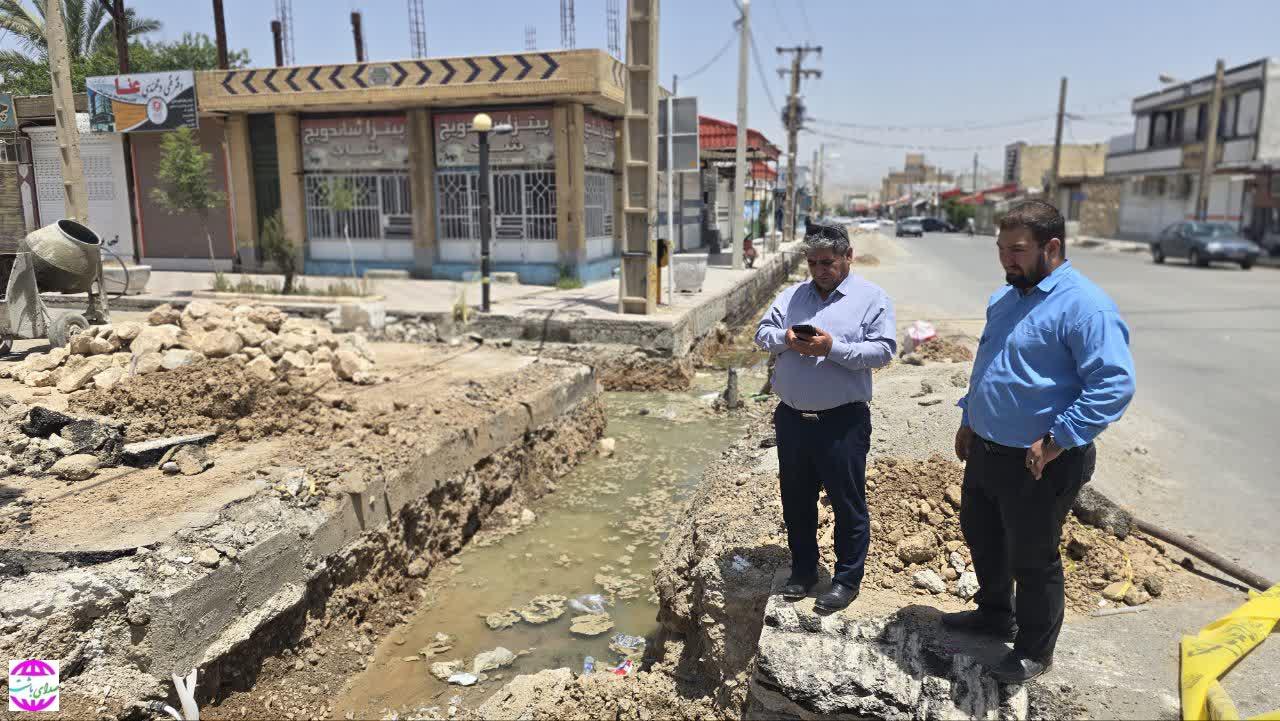 بازدید فرماندار باشت از پروژه کانال دفع آبهای سطحی این شهر