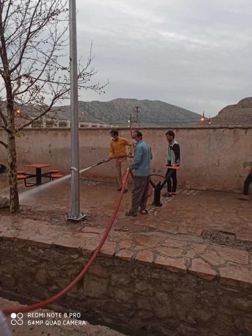 ضد عفونی کردن وسایل و اماکن عمومی در روستای بهرعنا شهرستان باشت/تصاویر