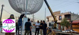 نورپردازی المان گوی نورانی فلکه مادر شهر باشت به منظور ارتقای کیفیت بصری شهر